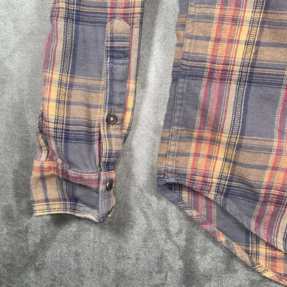 Lucky Brand Pearl Snap Flannel Shirt Mens Small Saturday Stretch Pockets